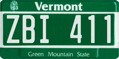 VT license plate ZBI411