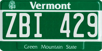 VT license plate ZBI429