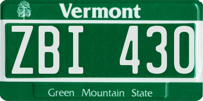VT license plate ZBI430