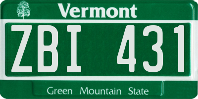 VT license plate ZBI431
