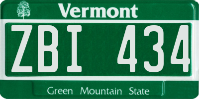 VT license plate ZBI434