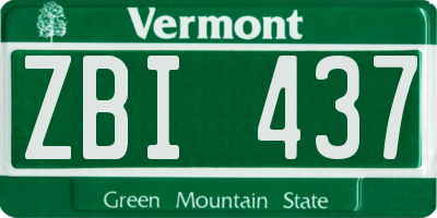 VT license plate ZBI437