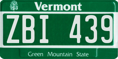 VT license plate ZBI439