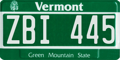 VT license plate ZBI445