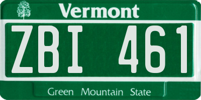 VT license plate ZBI461