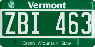 VT license plate ZBI463