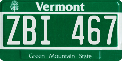 VT license plate ZBI467