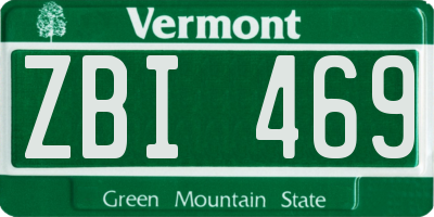 VT license plate ZBI469