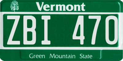 VT license plate ZBI470