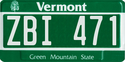 VT license plate ZBI471