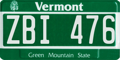 VT license plate ZBI476