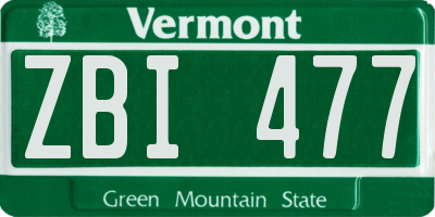 VT license plate ZBI477