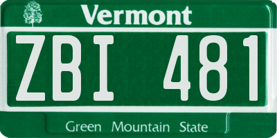 VT license plate ZBI481