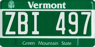 VT license plate ZBI497