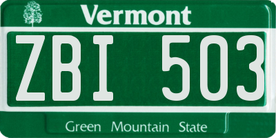 VT license plate ZBI503