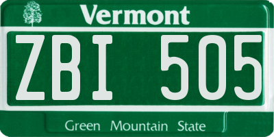 VT license plate ZBI505