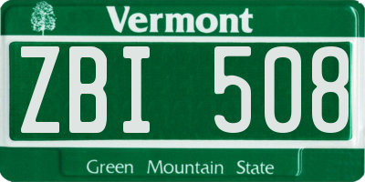 VT license plate ZBI508
