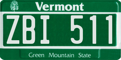 VT license plate ZBI511