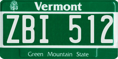 VT license plate ZBI512