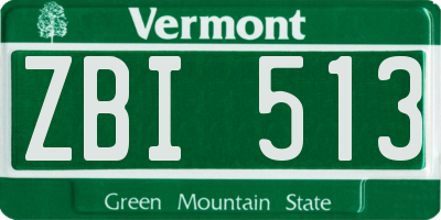 VT license plate ZBI513