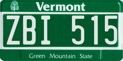 VT license plate ZBI515