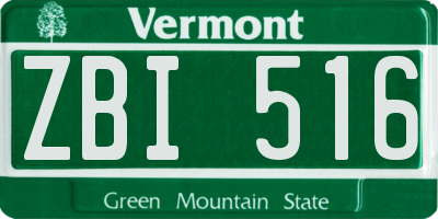 VT license plate ZBI516