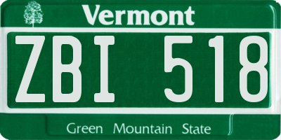 VT license plate ZBI518