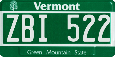 VT license plate ZBI522