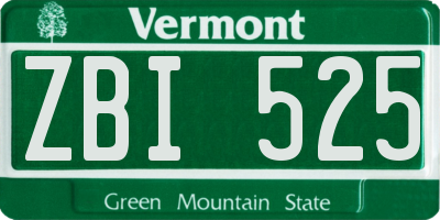 VT license plate ZBI525