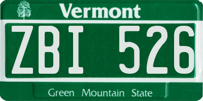 VT license plate ZBI526
