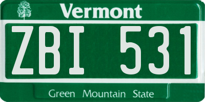 VT license plate ZBI531