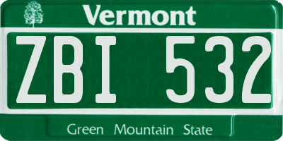 VT license plate ZBI532