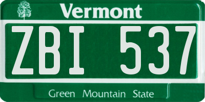 VT license plate ZBI537