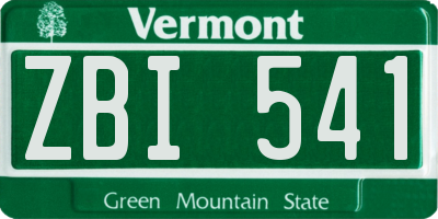 VT license plate ZBI541