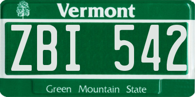 VT license plate ZBI542