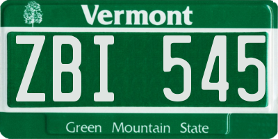 VT license plate ZBI545