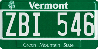 VT license plate ZBI546