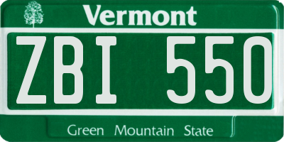VT license plate ZBI550