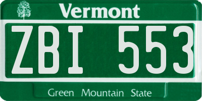 VT license plate ZBI553