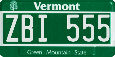 VT license plate ZBI555