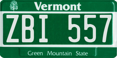VT license plate ZBI557