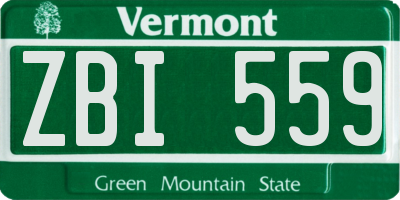 VT license plate ZBI559