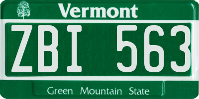 VT license plate ZBI563