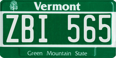 VT license plate ZBI565