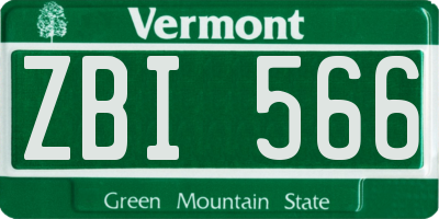 VT license plate ZBI566