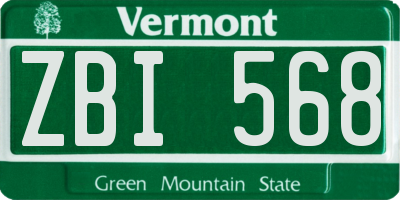 VT license plate ZBI568
