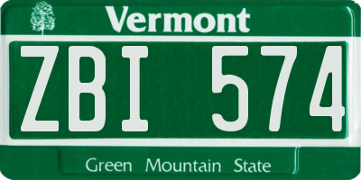 VT license plate ZBI574