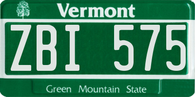 VT license plate ZBI575