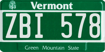 VT license plate ZBI578