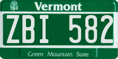 VT license plate ZBI582